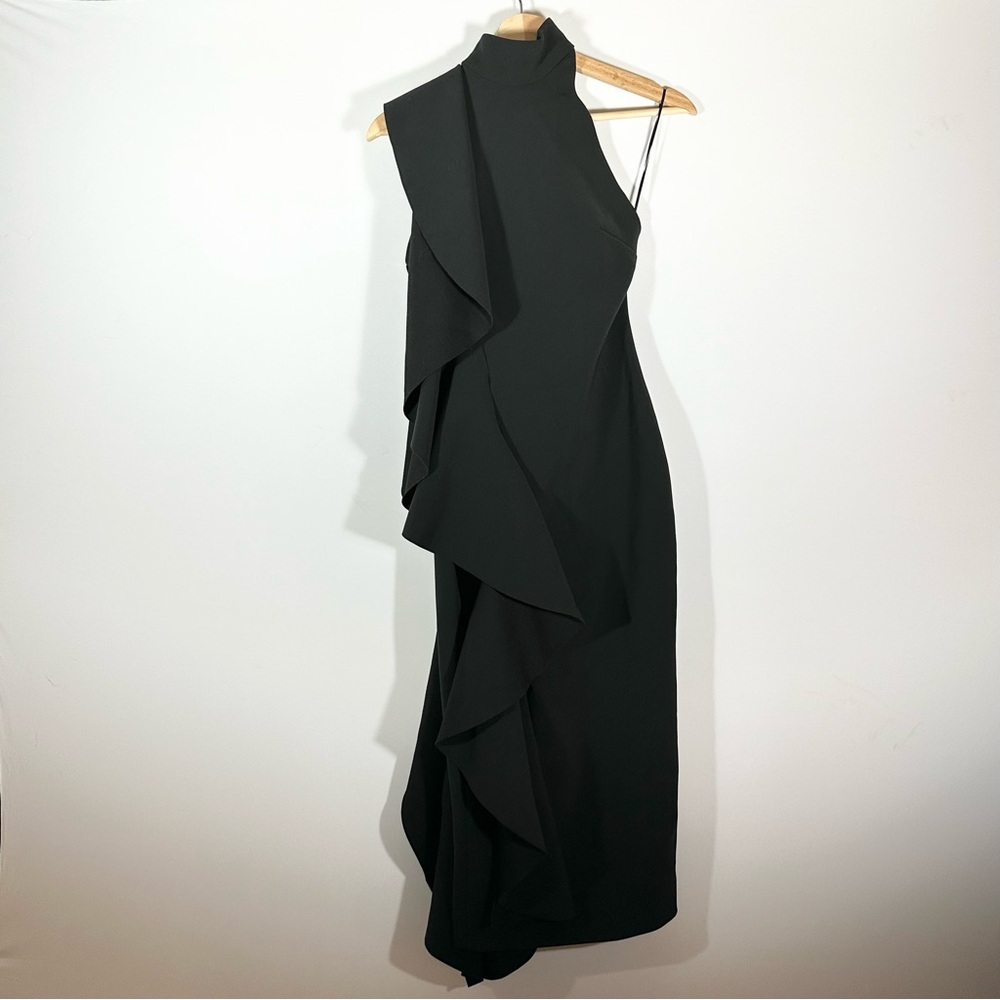 SOLACE LONDON Amelle Ruffled Ponte Stretch Crepe Halter Midi Dress Size …